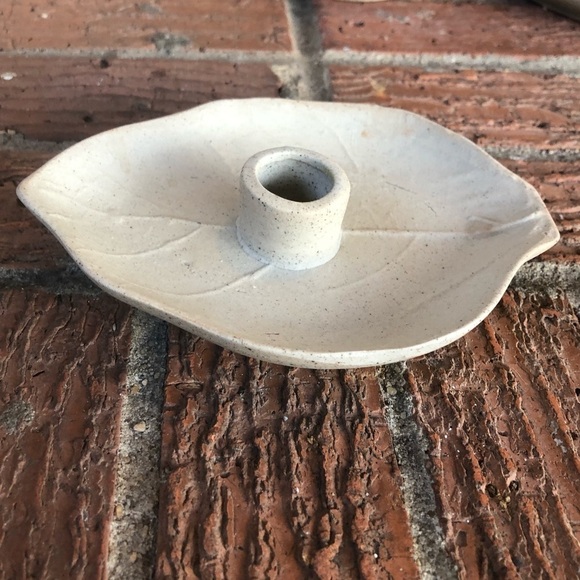 Set of 3 Vance Kitira Pottery Leaf Shaped Unglazed Candle Stick Holders - Picture 6 of 8